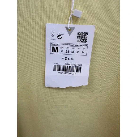 Zara Yellow Dress Ruffle Sleeve Knit Mini Dress Short Sleeve Size M - Picture 3 of 6